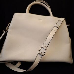 DKNY White Leather PAIGE Satchel Medium